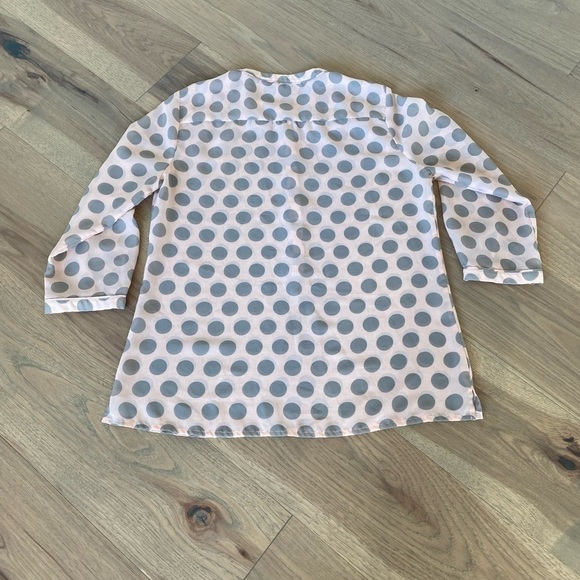 Banana Republic Womens Pink and Gray Polka Dot Three Quarter Button Up Top Sz M - Picture 3 of 5